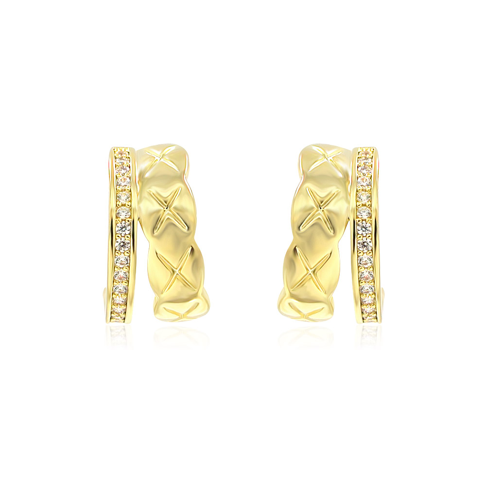 Yellow Gold Plated Hoop Post Earrings